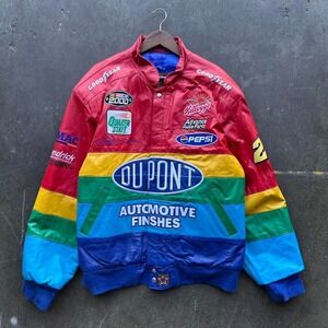 Vintage Jeff Hamilton Jeff Gordon Leather NASCAR Jacket DuPont Sz XL